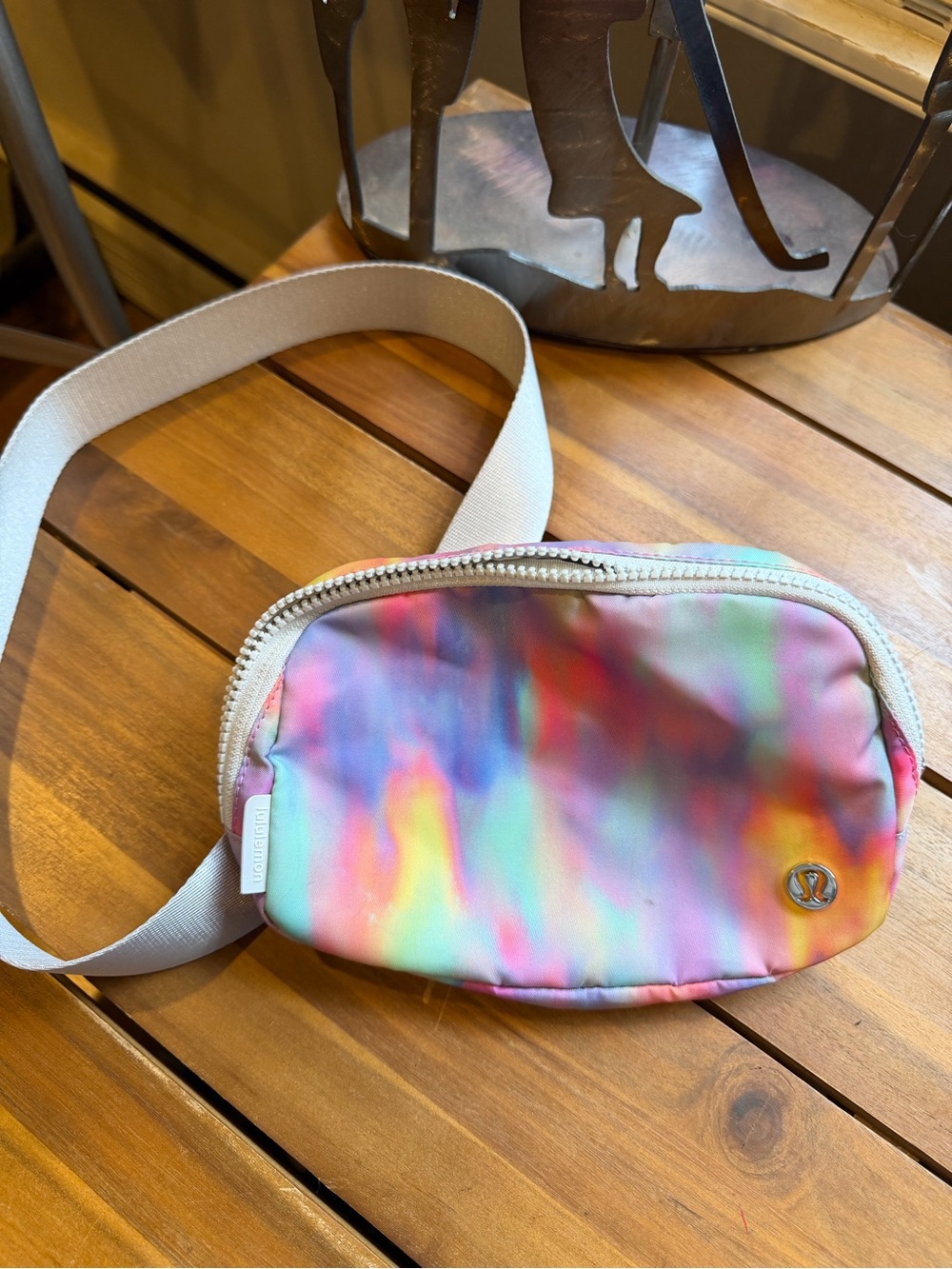 lululemon athletica Rainbow Multicolor Tie-Dye Belt Bag with White Strap